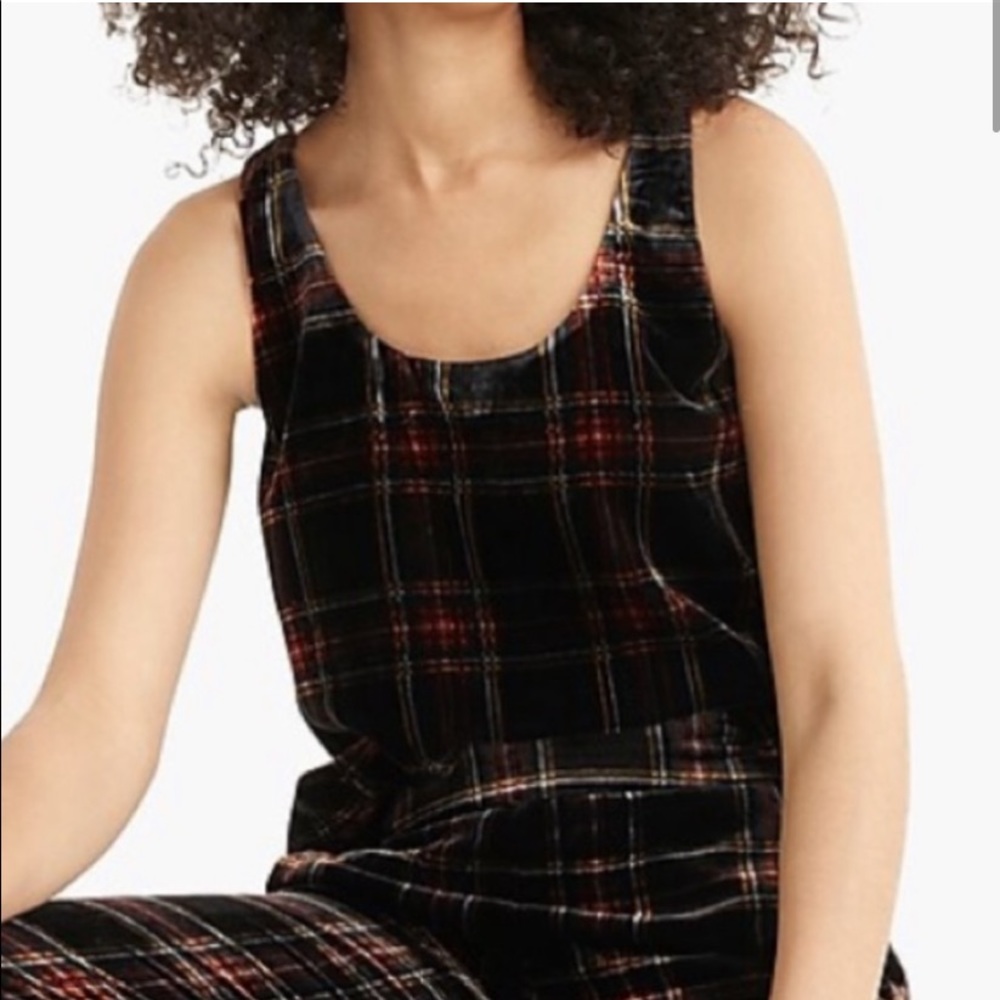 J Crew Velvet Tank Top Tartan Stewart Plaid Blouse
